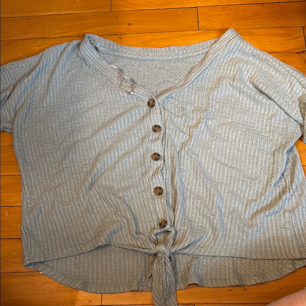 Blue Button-Down Women's Top